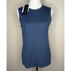 NWT CARLISLE COLLECTION Cashmere Navy Knit Shell Tank Top Sleeveless Womens Sz L
